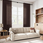 Coffee Brown Linen Curtains for Living Room 98 Inches Long Light Filtering Semi - Image 5