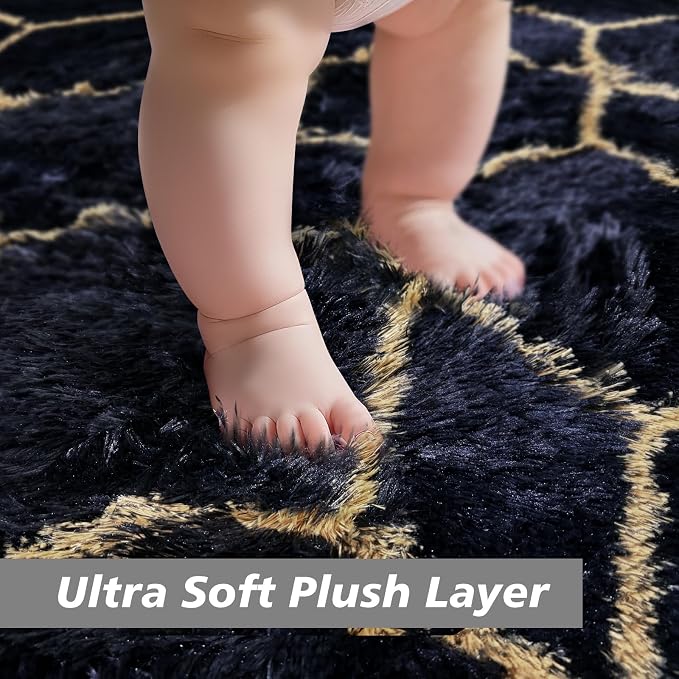 Shag Area Rug for Bedroom 5x8, Fluffy Area Rugs for Living Room, Geometric Soft - Image 2