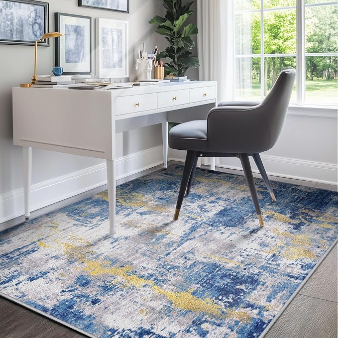 Washable Area Rugs 9'x12' Non-Slip Modern Abstract Soft - Image 7