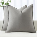 MIULEE Decorative Linen Pillow Covers 18x18 Inch Light Gray ​Boho Farmhouse​ by MIULEE