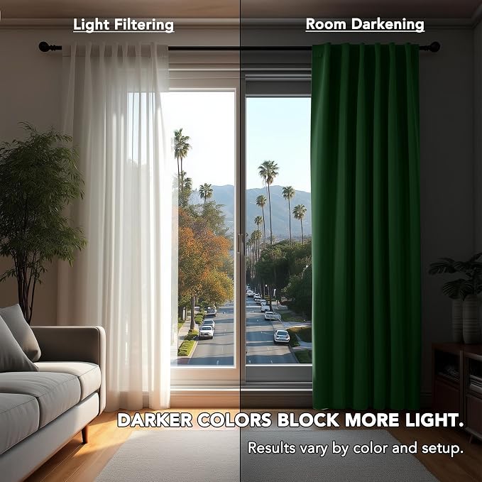 Deconovo Blackout Curtains, Thermal Insulated, W52 x L63 2 Panels, Back Tab - Image 3