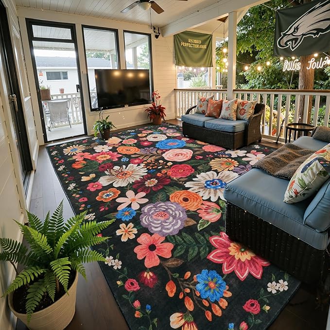 Black/Brown Living Room Rugs, Area Rugs 5x8 Rug - Image 4