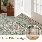 2x3 Area Rugs Living Room Rug: Washable Vintage Distressed Floral Rug No Slip - Image 9