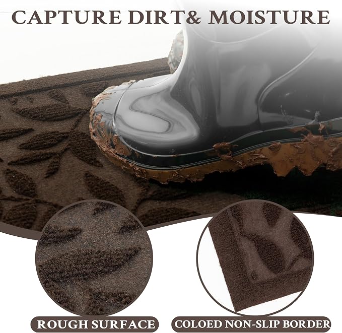 Coffee Brown Leaves Outdoor Indoor Entrance Door mat, Absorbent Durable Heavy - Image 6
