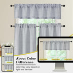 Grey Valances for Windows, Light Filtering Faux Linen Textured Small Short - Image 7