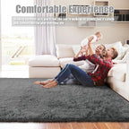 Shag Area Rug for Bedroom 5x8, Deep Grey Fluffy Area Rugs for Living Room - Image 6