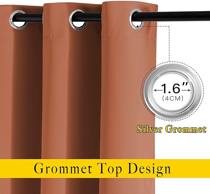 NICETOWN Blackout Burnt Orange Curtains 72 inches Long - Image 2