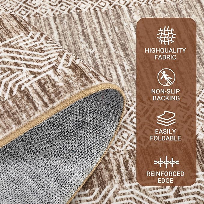 GarveeHome 8x10 Large Washable Area Rug Modern Bordered Rug Distressed - Image 3