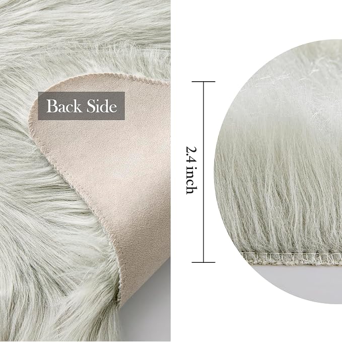 MIULEE Luxury Super Soft Fluffy Area Rug Faux Fur Sheepskin Rug Decorative - Image 2