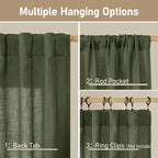 LAMIT Christmas Short Linen Curtains 36 Inch Length 2 Panels, Olive Green Light - Image 2
