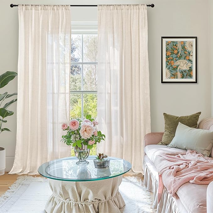 BGment Linen Curtains 96 Inches Long - Image 2