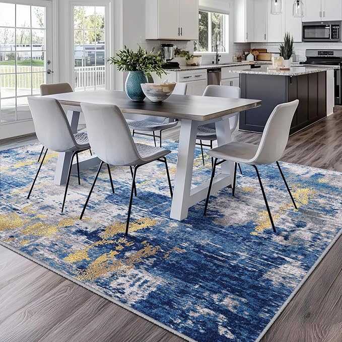 Washable Area Rugs 9'x12' Non-Slip Modern Abstract Soft - Image 4