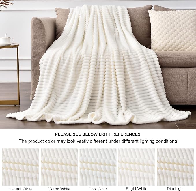 BEDELITE Fleece Blanket Queen Size – 3D Ribbed Jacquard Soft and Warm - Image 3