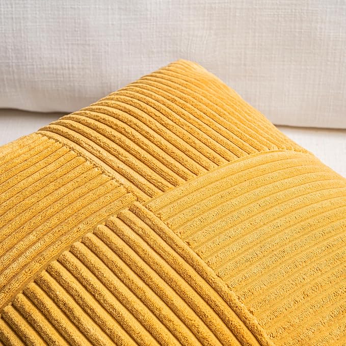 Fancy Homi 2 Packs Gold Yellow Lumbar Decorative Throw Pillow Covers 20x28 Inch - Image 3