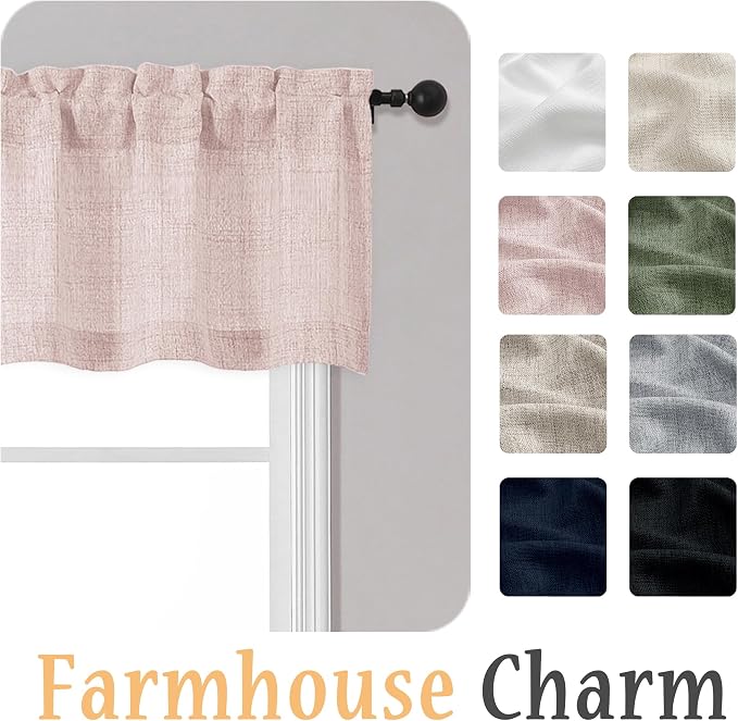 OWENIE Blush Pink Valances for Windows 1 Pcs 20 Inch Length, Light Filtering - Image 8