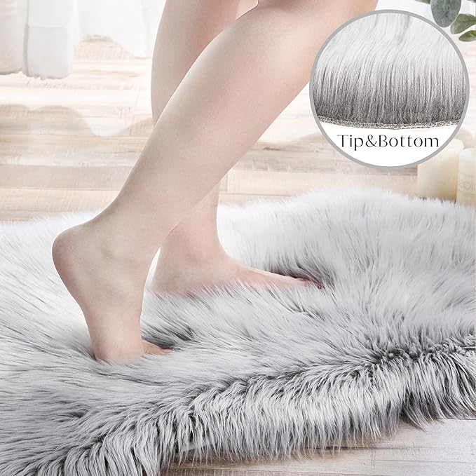 Ashler faux fur rug, Fluffy Shaggy Area Rug Ultra Soft 3 x 5 Feet Rectangle Fur - Image 3