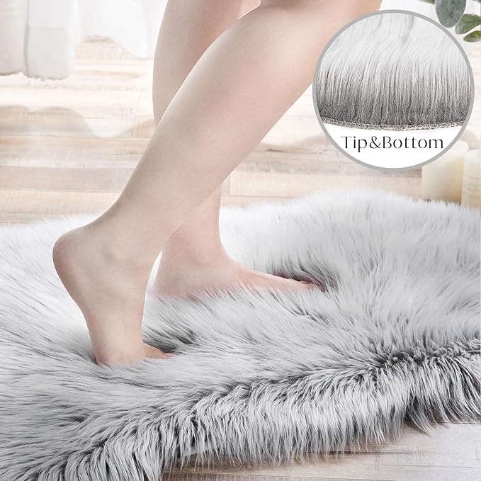Ashler faux fur rug, Fluffy Shaggy Area Rug Ultra Soft 2.2 x 6 Feet Rectangle - Image 3