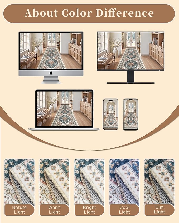 Madane Area Rug 3x5, Entryway Washable Vintage Runners Bedroom Non Slip Indoor - Image 9