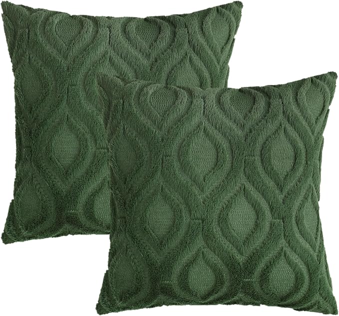 decorUhome Throw Pillow Covers 18x18 Inch Set of 2, Soft Plush Faux Wool Forest - Image 9