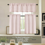 OVZME Blush Pink Valance for Windows, Light Filtering Faux Linen Textured Small - Image 2