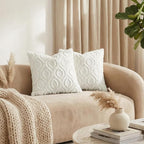 decorUhome Throw Pillow Covers 20x20 Inch Set of 2, Soft Plush Faux Wool Cream - Image 3