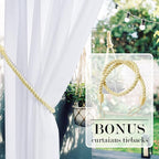 RYB HOME White Sheer Outdoor Curtains 96 inches Long, Detachable Sticky Top - Image 3