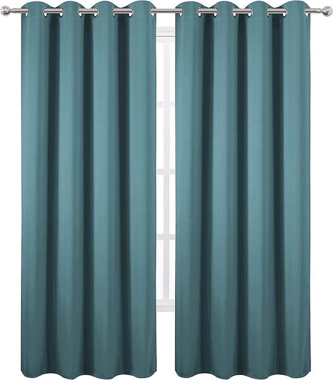 LEMOMO Sea Teal Thermal Blackout Curtains/52 x 84 Inch/Set of 2 Panels Room - Image 2