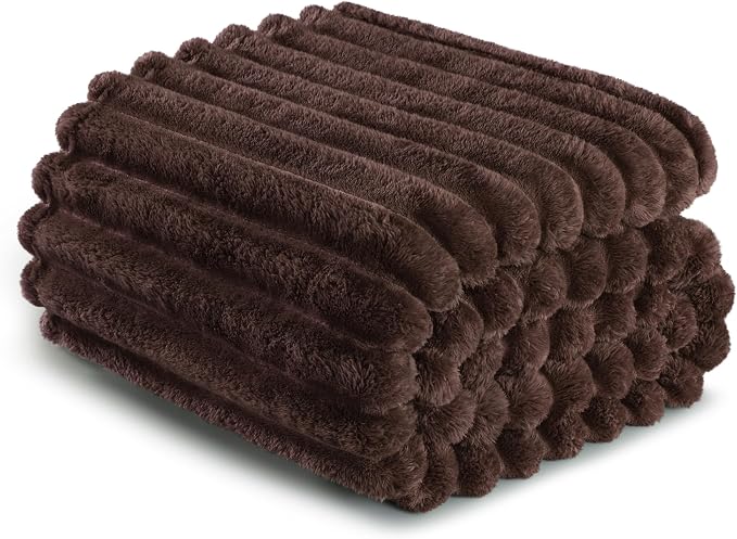 Exclusivo Mezcla King Size Flannel Fleece Blanket, Super Soft Striped Jacquard - Image 6