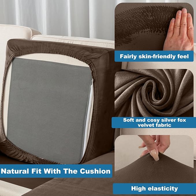 Couch Cover Stretch Velvet Sofa Cushion Cover 1-Piece - Image 5