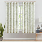 jinchan Floral Curtains 63 Inch Length Sage Green Flower Linen Farmhouse Curtain - Image 2