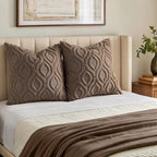 decorUhome Throw Pillow Covers 24x24 Inch Set of 2, Soft Plush Faux Wool Brown - Image 7