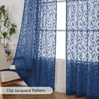 OWENIE Furman Blue Sheer Curtains 96 inches Long - Image 4