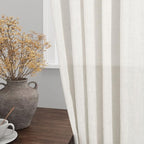 Nanspring Cream Kitchen Curtains 36 Inch Length 2 Panels Set Linen Blend Back - Image 2
