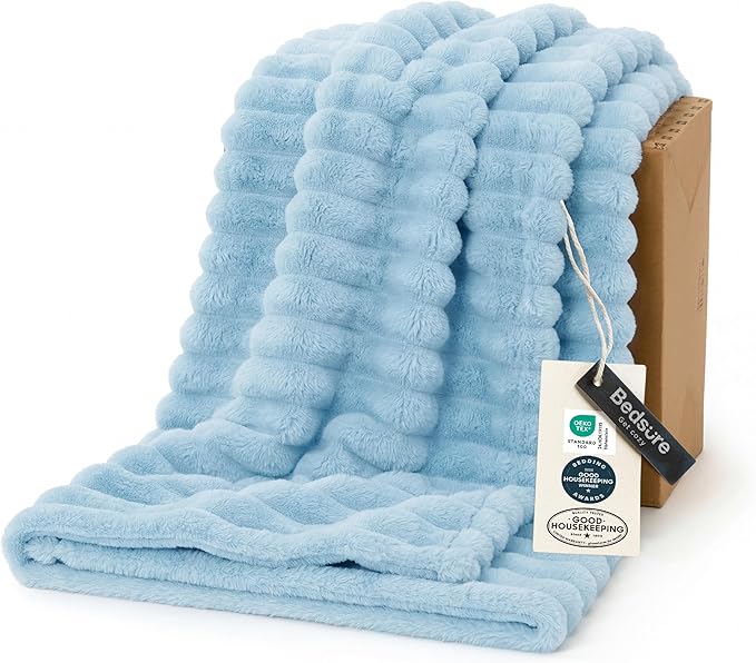 Bedsure GentleSoft Blue Throw Blanket by BEDSURE