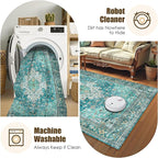 Washable Area Rug 6' x 9' Vintage Traditional Persian Mat - Image 7