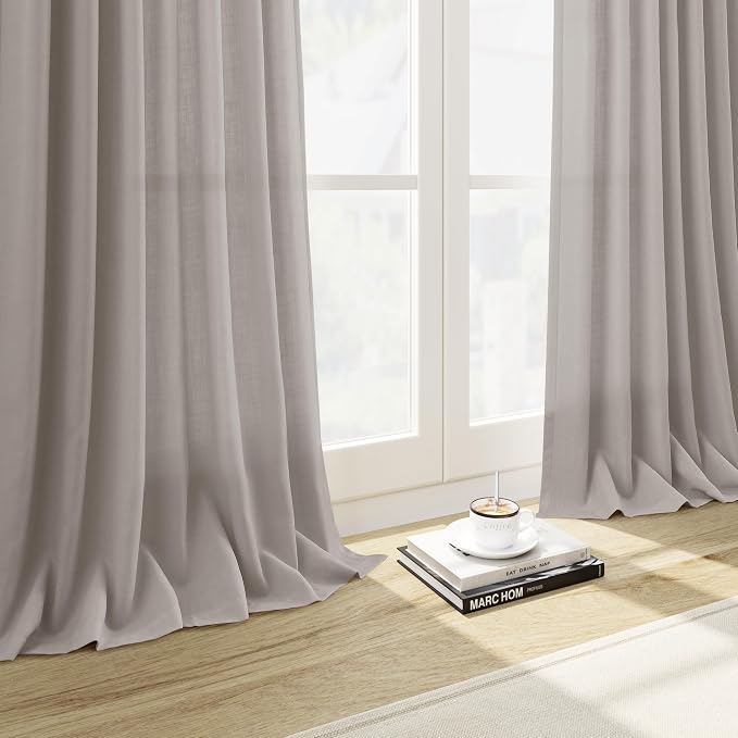 Nanspring Stone Grey Linen Curtains 96 Inches Long - Image 5
