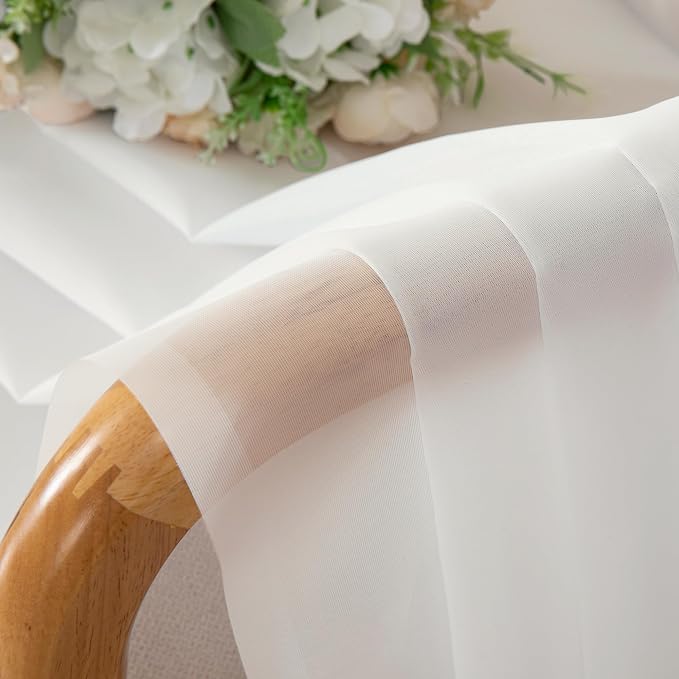 OWENIE Sheer Curtains 78 inch Length, Ivory Sheer Cutains 2 Panels Set - Image 6