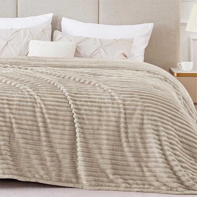 BEDELITE Fleece Blanket Full Size – 3D Ribbed Jacquard Soft and Warm Decorative by BEDELITE
