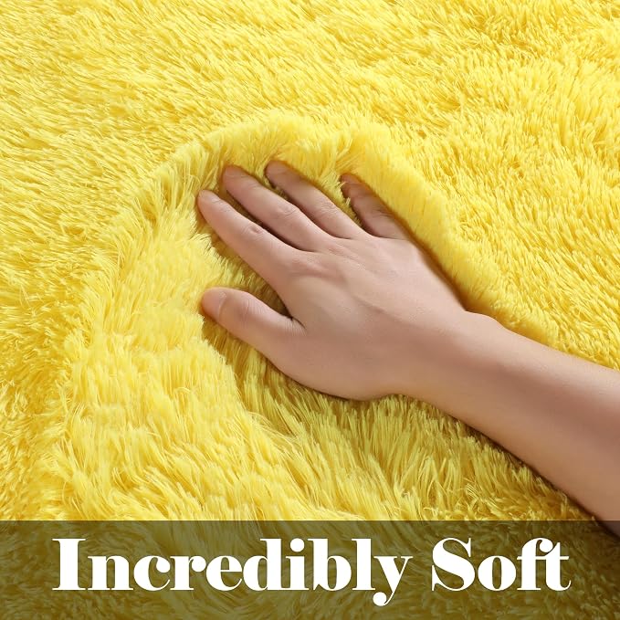 ONASAR Yellow Rugs for Living Room Bedroom, 5x8 Fluffy Bedside Area Rug - Image 2