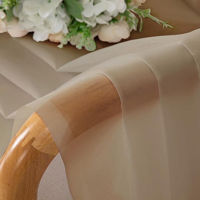 OWENIE Taupe Sheer Curtains 90 Inches Long - Image 3