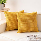 Pack of 2 Corduroy Decorative Throw Pillow Covers 20x20 InchSoft Boho Striped by Unknown