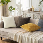 decorUhome Dark Grey Chenille Euro Sham Throw Pillow Covers 24x24 Set of 2 - Image 5