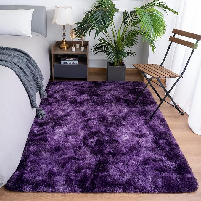 Goideal Fluffy Rug for Bedroom Living Room, 6x9 Purple Area Rugs, Faux Fur Shag - Image 2