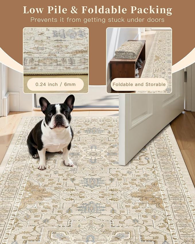 Madane 6x9 Area Rugs for Living Room, Stain Resistant Washable Rugs, Non-Slip - Image 6
