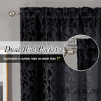 Lecloud Leia Black Sheer Curtains 90 Inches Long 2 Panels, Breathable Jacquard - Image 2