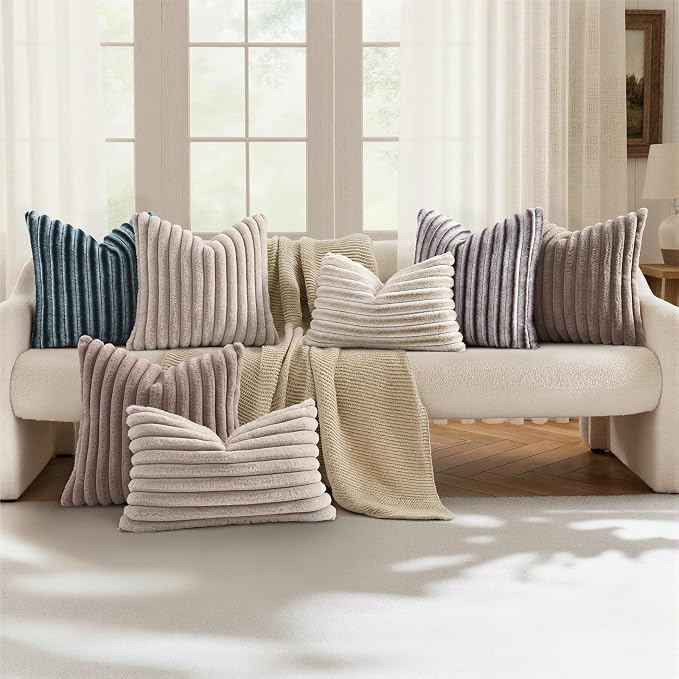 decorUhome Cozy Faux Fur Throw Pillow Covers 20x20 Set of 2 Decorative Soft - Image 5