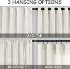 Cream Kitchen Cafe Curtains 40 Inch Length 2 Panel Set Back Tab Pocket Semi - Image 3