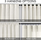 Cream Linen Back Tab Pocket Curtains 60 Inch Length - Image 3