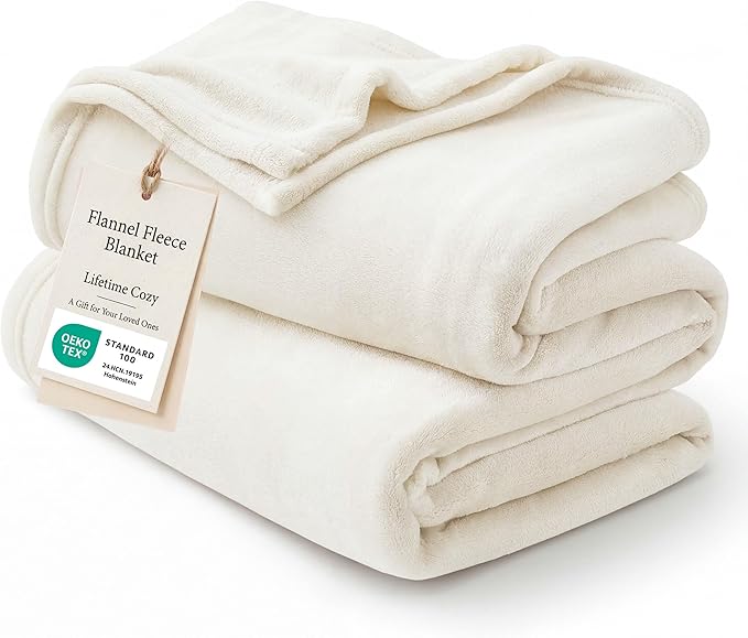 Bedsure Fleece Blankets King Size Cream by BEDSURE