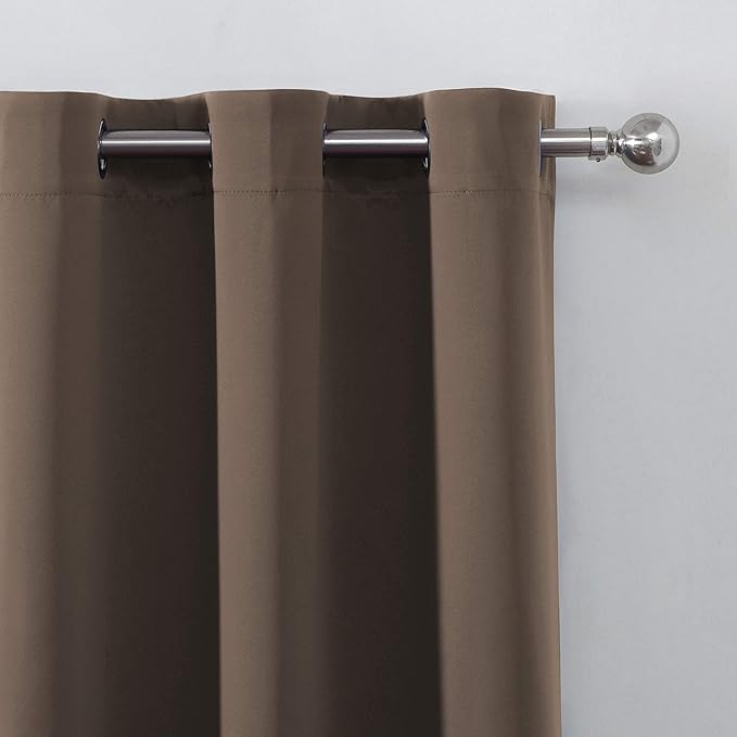 LEMOMO Chocolate Brown Thermal Blackout Curtains/52 x 108 Inch/Set of 2 Panels - Image 6